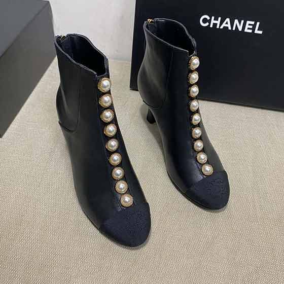 Chanel香耐爾女鞋大牌高端珍珠中靴短靴